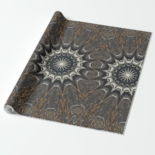 Kaleidoscope Design Black Grey Blue White Art Wrapping Paper
