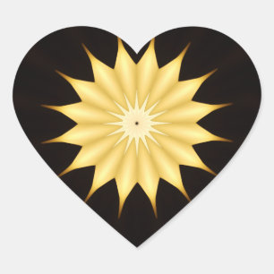 Kaleidoscope Design Bright Yellow Star Heart Sticker