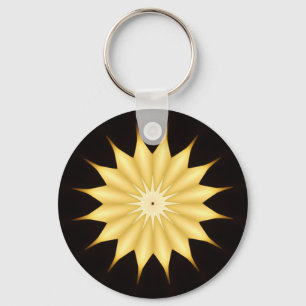 Kaleidoscope Design Bright Yellow Star Key Ring