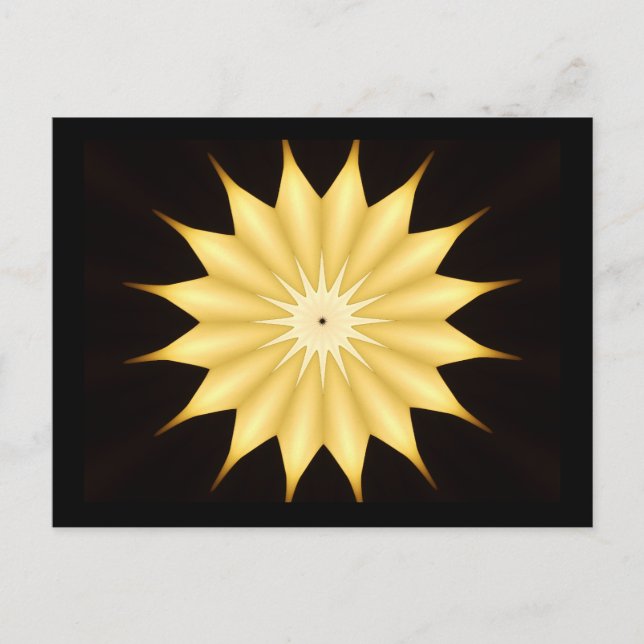 Kaleidoscope Design Bright Yellow Star Postcard (Front)