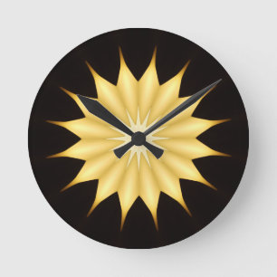 Kaleidoscope Design Bright Yellow Star Round Clock
