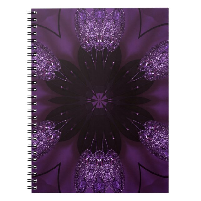 Kaleidoscope Design Chic Elegant Shiny Purple Notebook (Front)