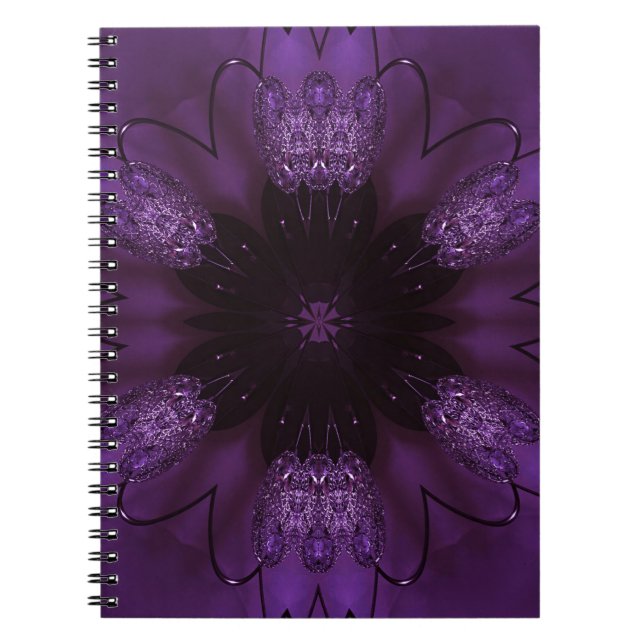 Kaleidoscope Design Chic Elegant Shiny Purple Notebook (Front)