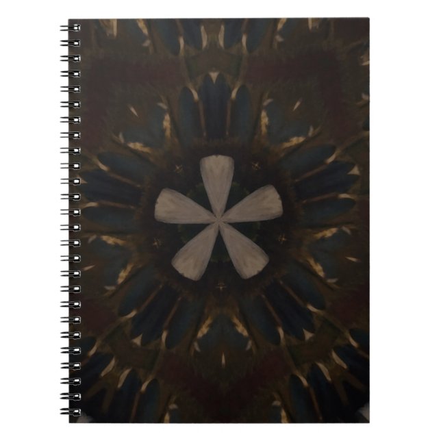 Kaleidoscope Design Dark Brown Rustic Art Notebook (Front)