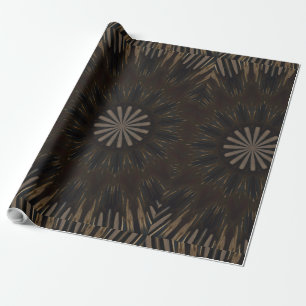 Kaleidoscope Design Dark Brown Rustic Floral Wrapping Paper