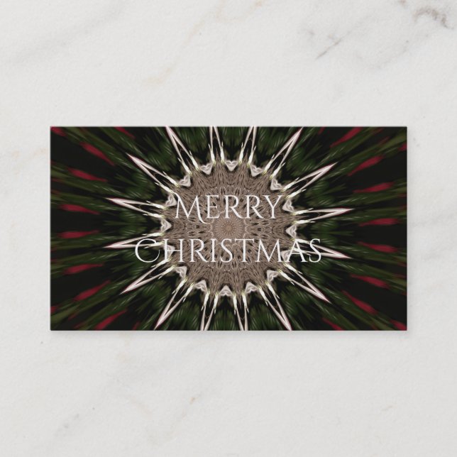Kaleidoscope Design Dark Green Red Brown Business Card (Front)