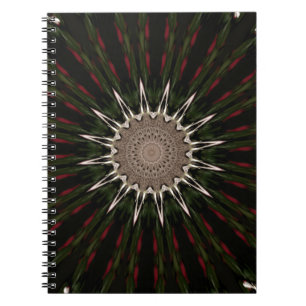 Kaleidoscope Design Dark Green Red Brown Notebook