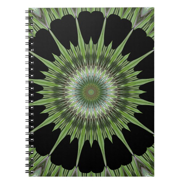 Kaleidoscope Design Green Black Notebook (Front)