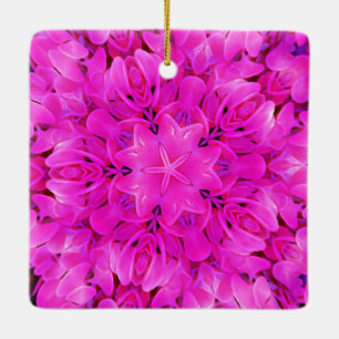 Kaleidoscope Design Hot Pink Floral Art Ceramic Tree Decoration