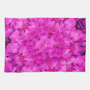 Kaleidoscope Design Hot Pink Floral Art Tea Towel
