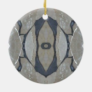 Kaleidoscope Design Light and Dark Grey Pattern Ceramic Tree Decoration