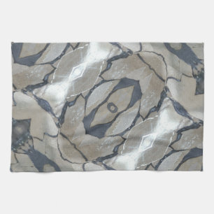 Kaleidoscope Design Light and Dark Grey Pattern Tea Towel
