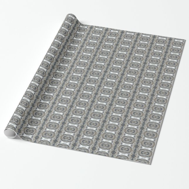 Kaleidoscope Design Light and Dark Grey Pattern Wrapping Paper (Unrolled)