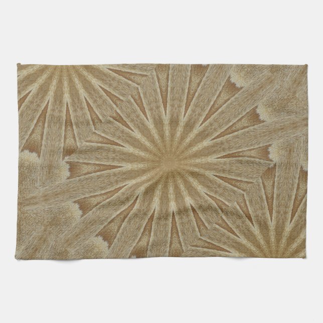 Kaleidoscope Design Light Brown Rustic Floral Tea Towel (Horizontal)