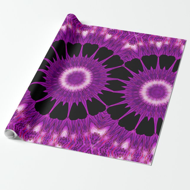 Kaleidoscope Design Purple Pink Art Wrapping Paper (Unrolled)