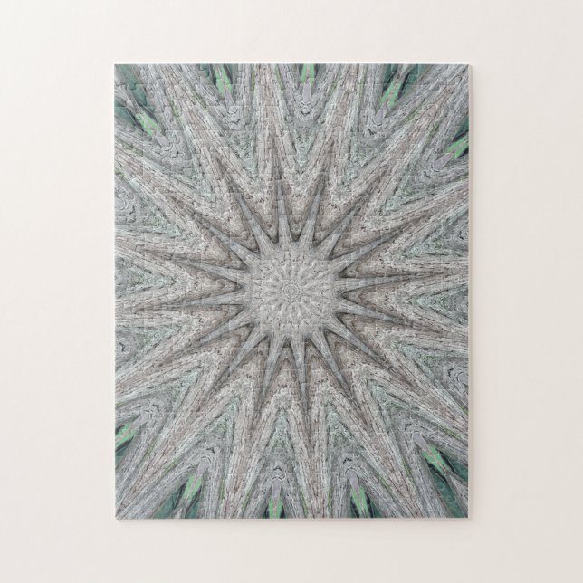 Kaleidoscope Design Rustic Light Grey Colours Jigsaw Puzzle (Vertical)