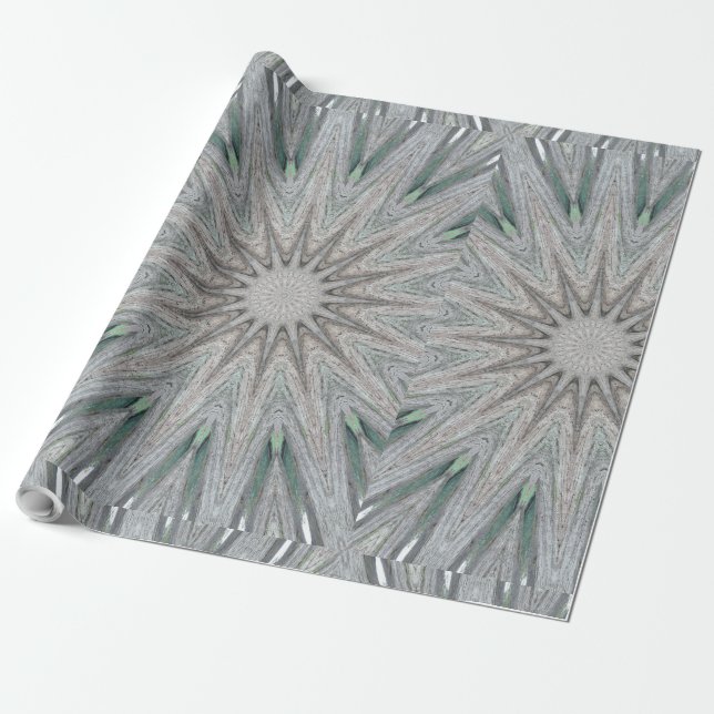 Kaleidoscope Design Rustic Light Grey Colours Wrapping Paper (Unrolled)