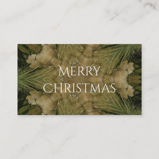 Kaleidoscope Design Star from Pampas Grass Green Business Card (Front)
