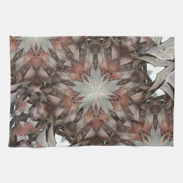 Kaleidoscope Design Star from Trunk of Palm Tree Tea Towel (Horizontal)