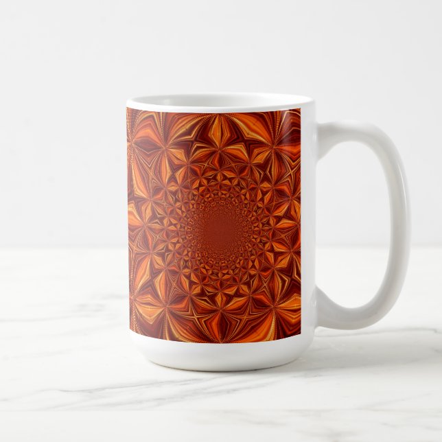 Kaleidoscope Digital Art Brown Design  Coffee Mug (Right)