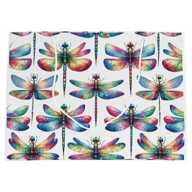 Kaleidoscope Dragonflies Large Gift Bag (Front)