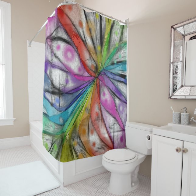 Kaleidoscope Dragonfly Shower Curtain (In Situ)