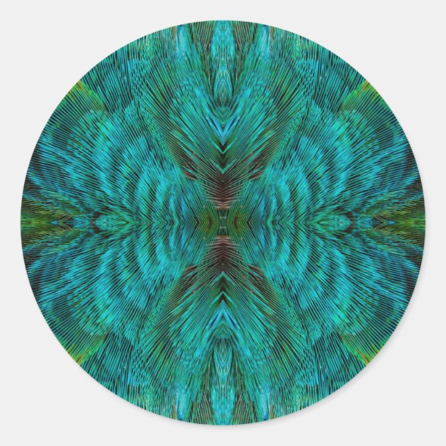 Kaleidoscope Feather Design Classic Round Sticker (Front)