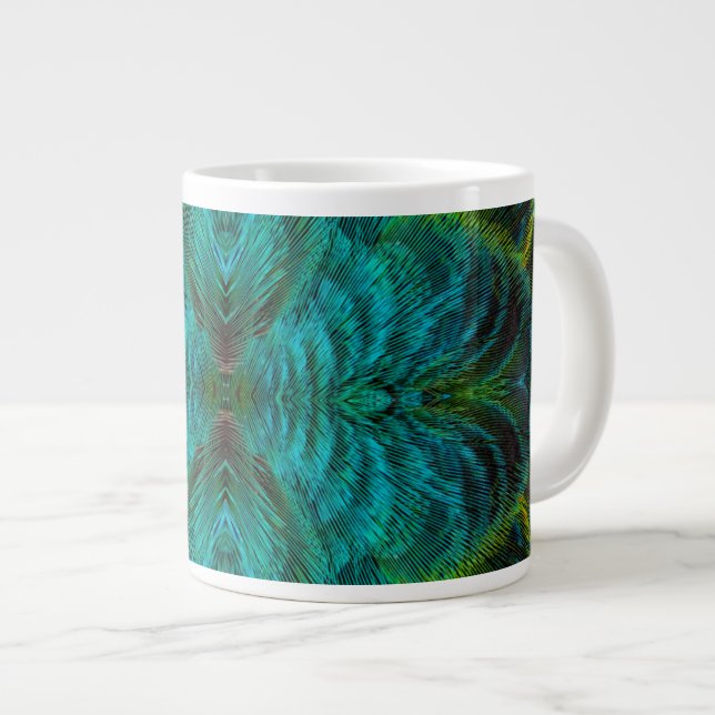 Kaleidoscope Feather Design Large Coffee Mug (Front Right)