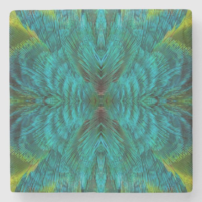 Kaleidoscope Feather Design Stone Coaster (Front)