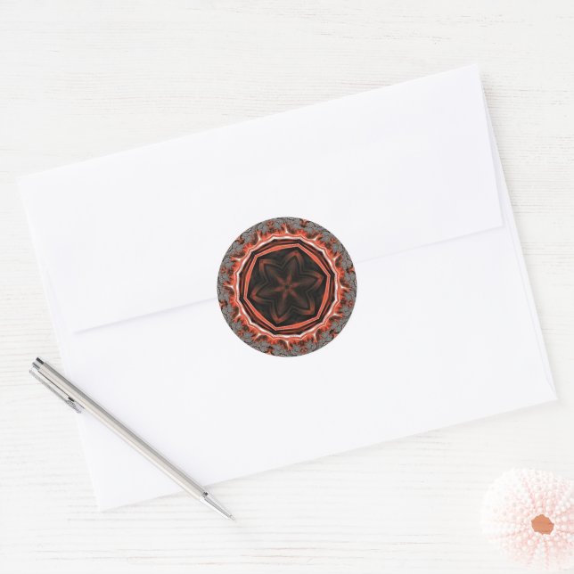Kaleidoscope Flames Round Stickers (Envelope)