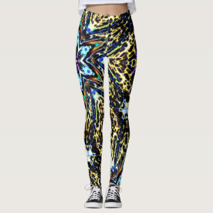 Kaleidoscope flower cartoon surrounded by bumpy th leggings