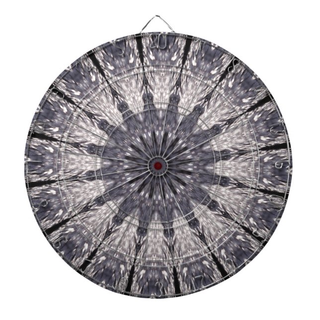 Kaleidoscope Flower Shades of Blue and Grey Dartboard (Front)