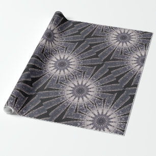 Kaleidoscope Flower Shades of Blue and Grey Wrapping Paper