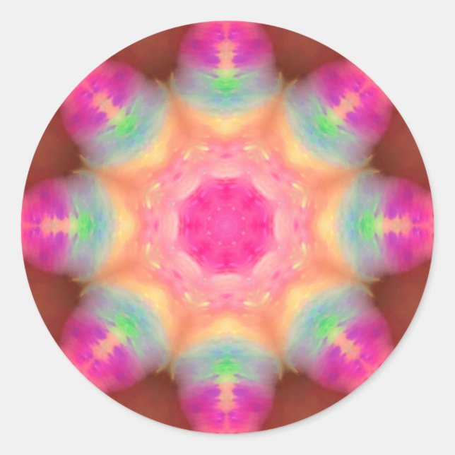 ~ KALEIDOSCOPE FLUORO OCTAGON ~ CLASSIC ROUND STICKER (Front)