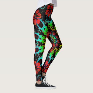 Kaleidoscope Fractal Hibiscus Flowers II Leggings