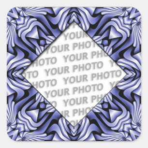 Kaleidoscope frameART - blue + your photo Square Sticker