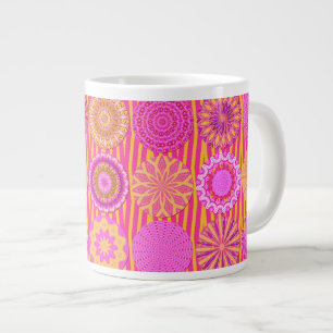 Kaleidoscope Fun, Pink-Yellow Jumbo Mug