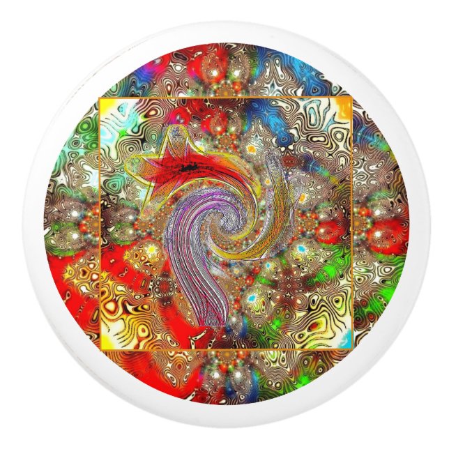 "Kaleidoscope Fury" Ceramic Pull (Front)