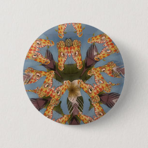Kaleidoscope Giraffe Mandala: Abstract Safari Art 6 Cm Round Badge