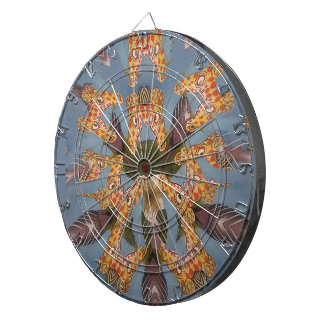 Kaleidoscope Giraffe Mandala: Abstract Safari Art Dartboard (Front Right)