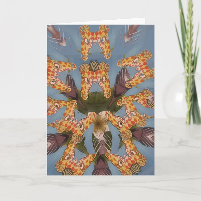 Kaleidoscope Giraffe Mandala: Abstract Safari Art Holiday Card (Front)