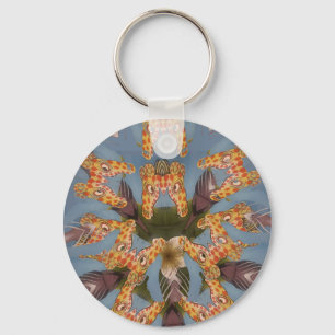 Kaleidoscope Giraffe Mandala: Abstract Safari Art Key Ring