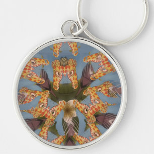 Kaleidoscope Giraffe Mandala: Abstract Safari Art Key Ring
