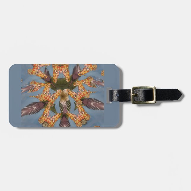 Kaleidoscope Giraffe Mandala: Abstract Safari Art Luggage Tag (Front Horizontal)