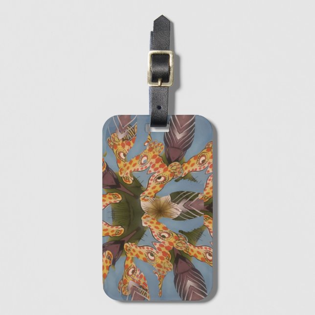 Kaleidoscope Giraffe Mandala: Abstract Safari Art Luggage Tag (Front Vertical)