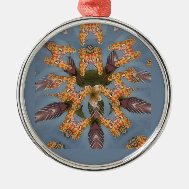 Kaleidoscope Giraffe Mandala: Abstract Safari Art Metal Tree Decoration (Front)