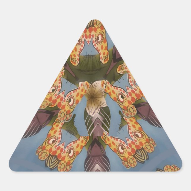 Kaleidoscope Giraffe Mandala: Abstract Safari Art Triangle Sticker (Front)