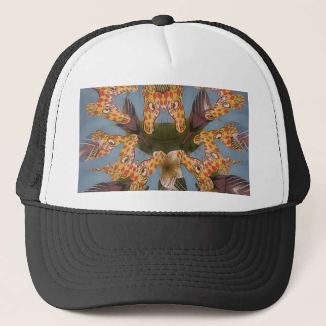 Kaleidoscope Giraffe Mandala: Abstract Safari Art Trucker Hat (Front)