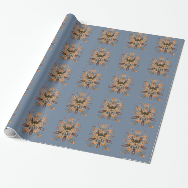 Kaleidoscope Giraffe Mandala: Abstract Safari Art Wrapping Paper (Unrolled)