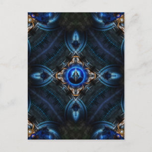 Kaleidoscope Golden Blue Postcard